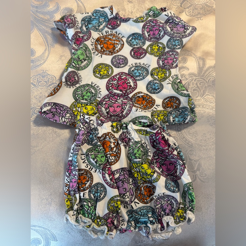 Versace White and Multicolor Medusa Shirt